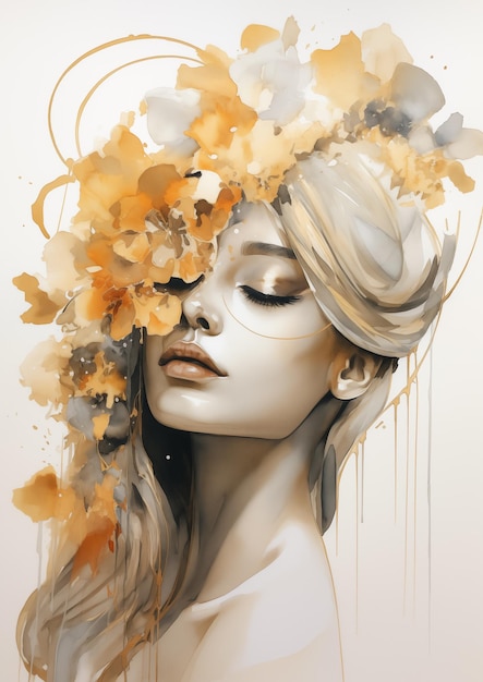 Chic Gold Shapes in Watercolor Art