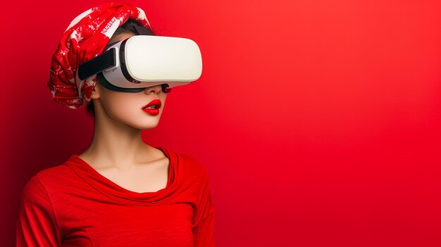 Chic kip met visie virtuele realiteit zonnebril vaste achtergrond