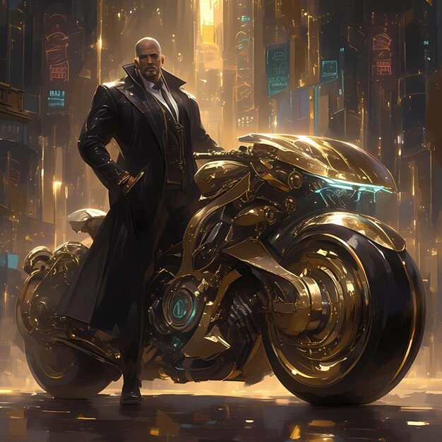 Photo chic luxury motorcycle with gold accents