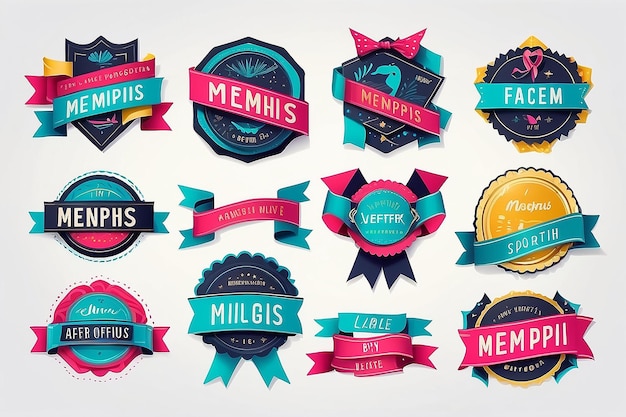 Chic Memphis Styled Ribbons Labels Tags Elevate Your Branding