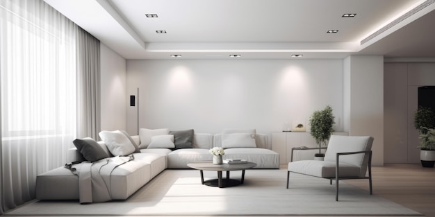 Chic Modern Living Room Interior AI Generated