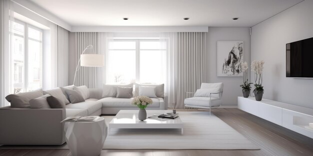 Chic Modern Living Room Interior AI Generated