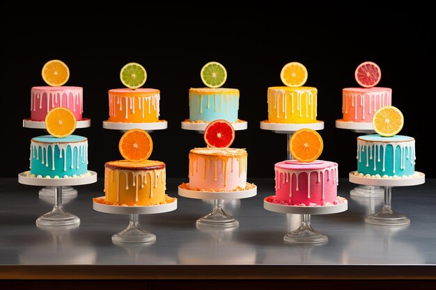 Photo chic neon sign wedding cakes