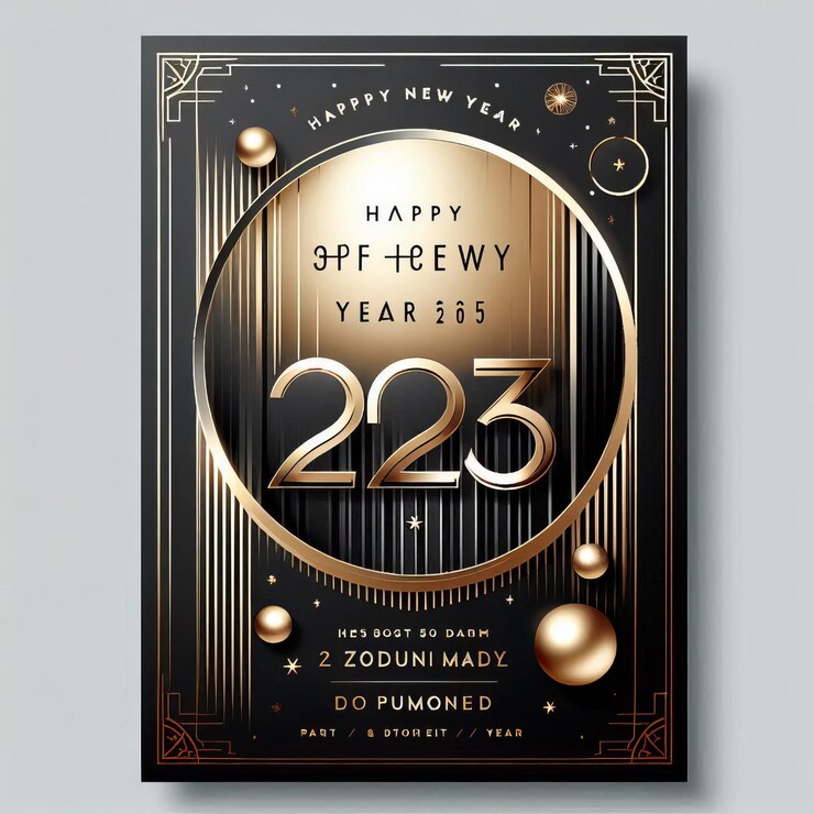 Photo chic new years eve party invitation in gold and black