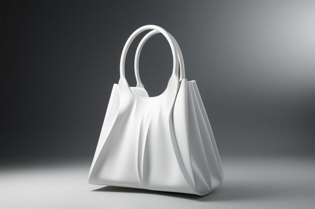 Chic origami style 3D render Floating white bag fashion accessory creativity