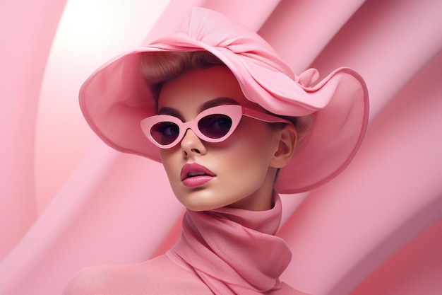 Chic Pink fashion trendy woman Generate Ai