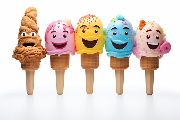 색 바탕에 색으로 장식된 Chic ScoopAndSmile 아이스크림