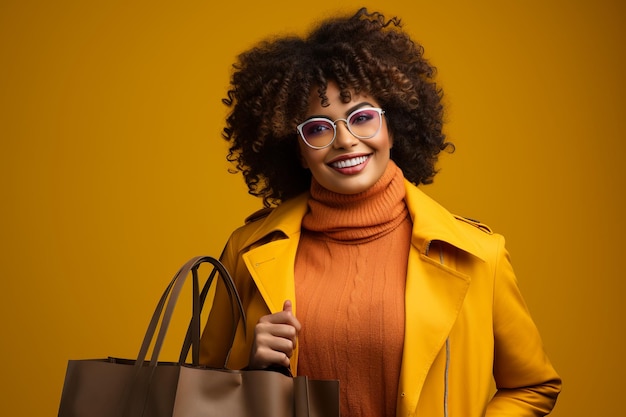 Chic Shopping Spree Beautiful Black Woman with Bags Effortless Style and Confidence Shines Gemerative Ai