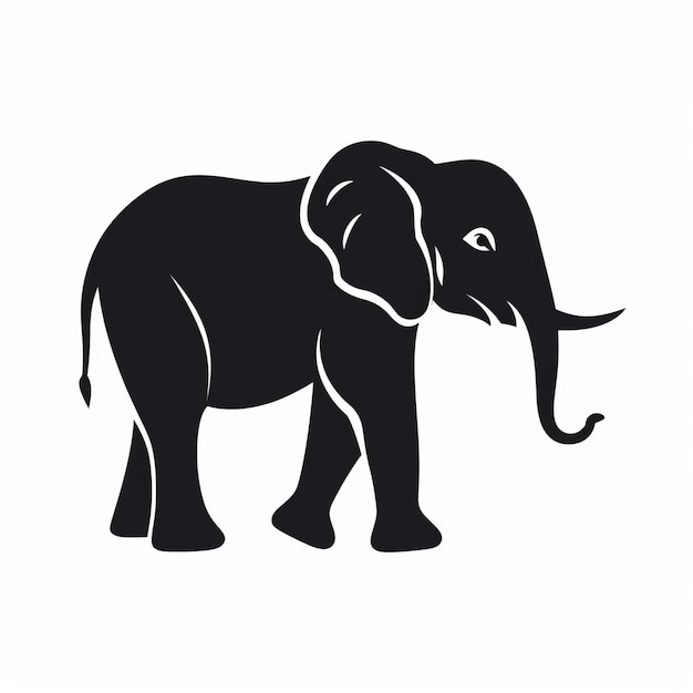 Chic Silhouette Of A Cute Elephant Bold Stencil Illustration