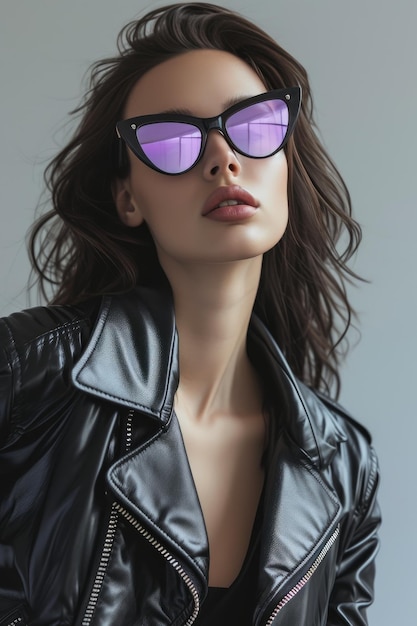 Chic Studio Shoot Black Frame Sunglasses on Brunette