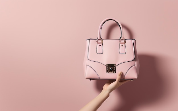 Chic Vibes PastelColored Women's Handbag on Playful Pink Background Embracing the Summer Fashion
