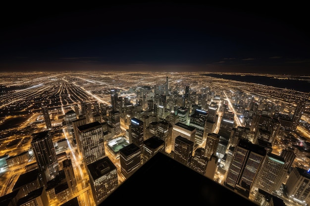 Chicago 360 vertical timelapse John Hancock's day and night Stunning generative IA