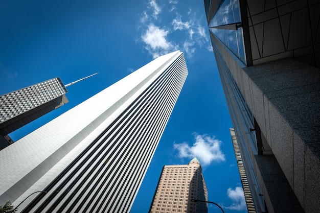 Chicago buildings and patriot flag