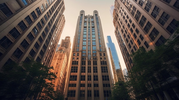 Chicago city a tall glass skyscraper