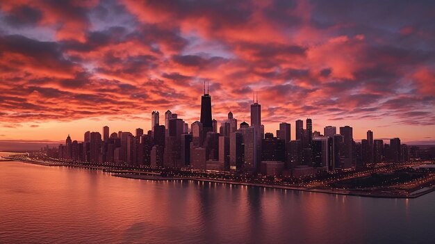 Chicago Cityscape Een majestueuze skyline om te aanschouwen