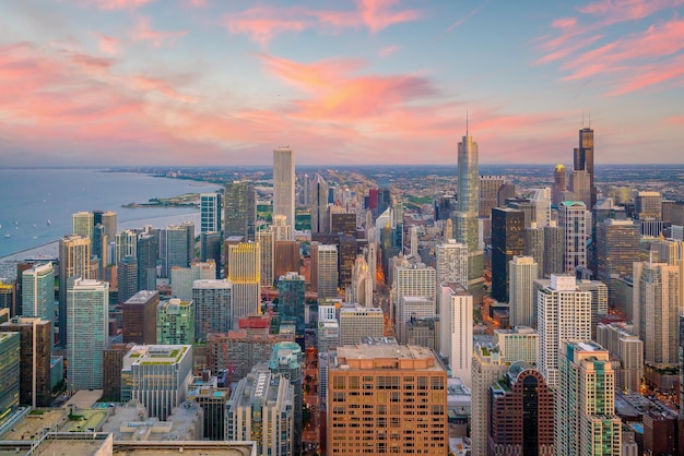 Chicago downtown skyline cityscape of USA