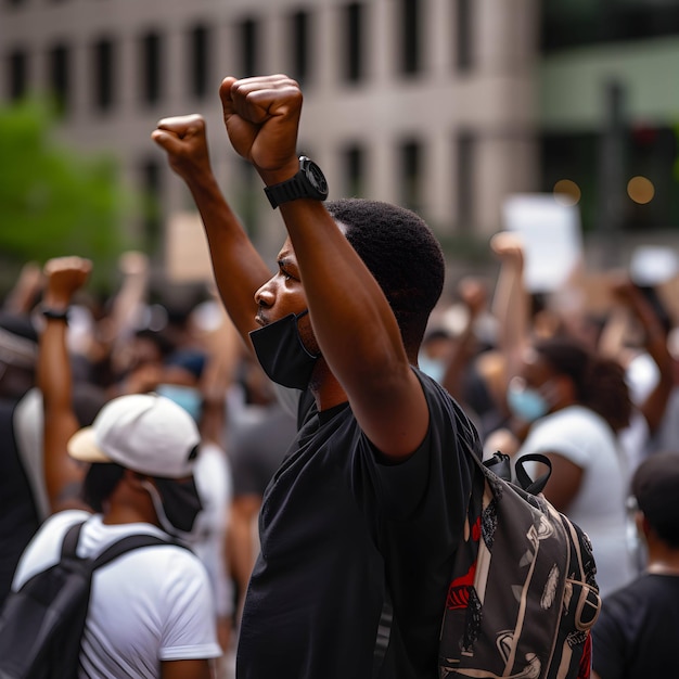 Foto chicago illinois usa 19 juni 2020 grote menigte bij een vreedzame protestbijeenkomst in daley plaza