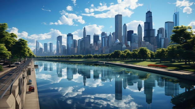 chicago_skyline_architecture_day_with_reflections_8k