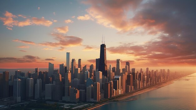 Chicago skyline by the lake