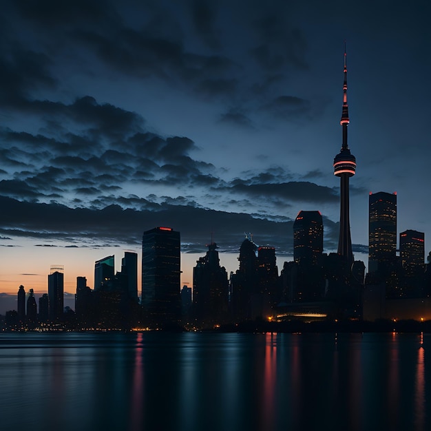 Chicago skyline foto stad avondweergave gegenereerd ai