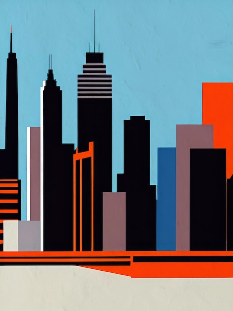 Foto chicago skyline pittura cityline arte moderna sfondo