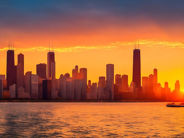 Foto pittura dello skyline di chicago