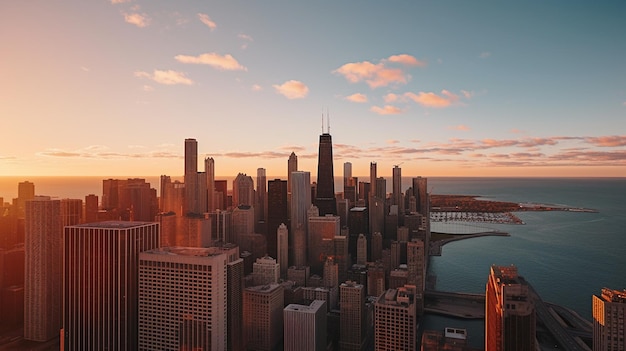 Chicago skyline under stars