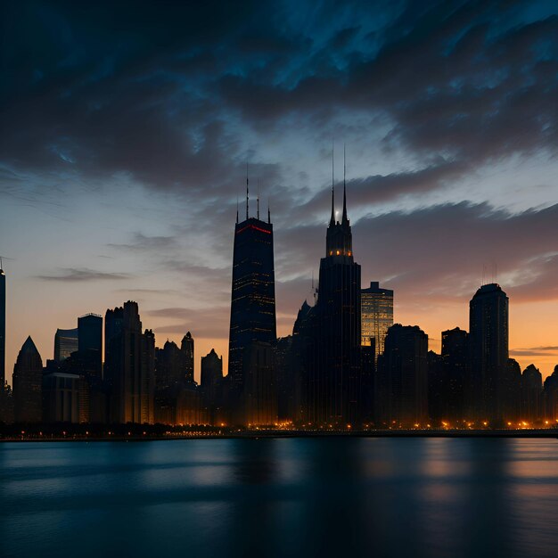 chicago skyline with beautiful sky in background