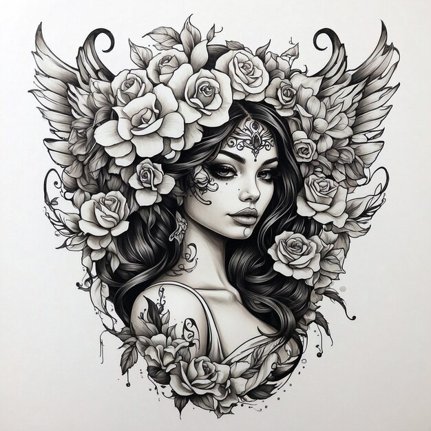 Chicano girl tattoo style