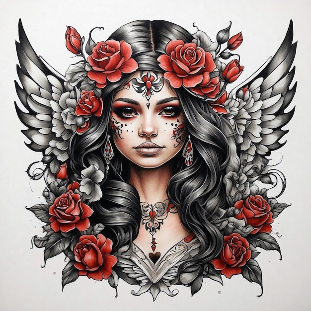 Chicano girl tattoo style