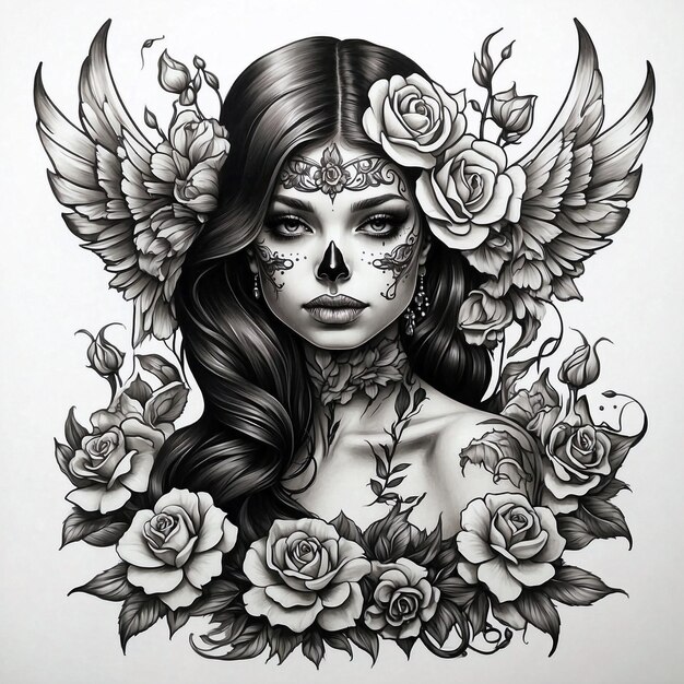 Chicano girl tattoo style