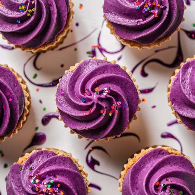 Photo chicha morada cheesecake bites with purple frosting