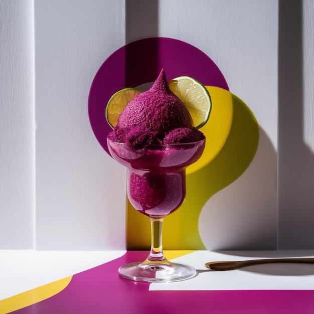 Photo chicha morada sorbet in a glass