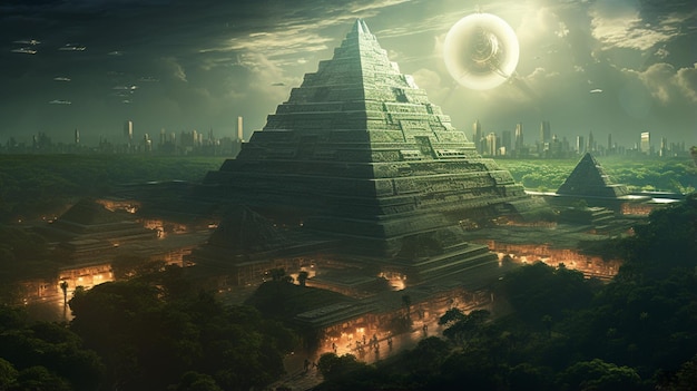 Chichen Itza is een visie op het toekomstige prachtige beeld dat Ai genereert