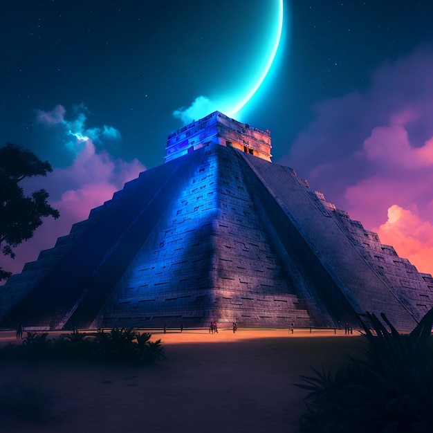 Chichen itza pyramid latin futuristic photo