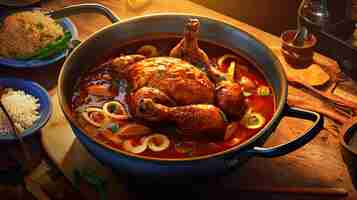 Photo chicken adobo tasty meal background delicious food generative ai art