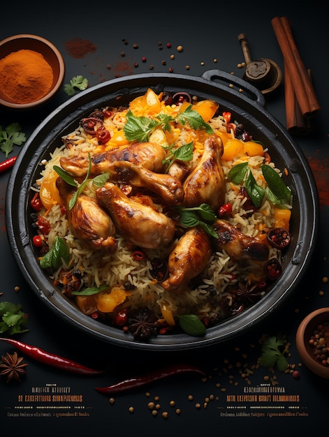 Chicken Biryani Dish With Fragrant Rice and Aromatic Spices India Culinary Culture Layout Website