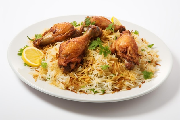 Chicken biryani a famous rice dish mixed with spicy marinated chicken spices and flavorful ai