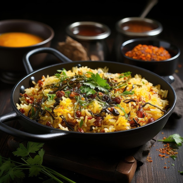 Chicken Biryani Fragrant rice cooked with chicken spices and herbs Exotic