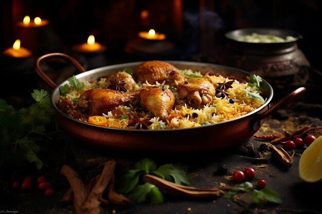 Chicken biryani indian food photography