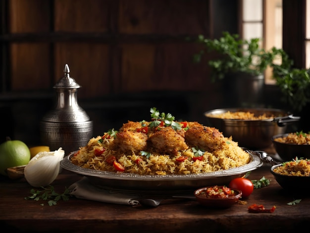 Chicken Biryani with Onion and Tomato