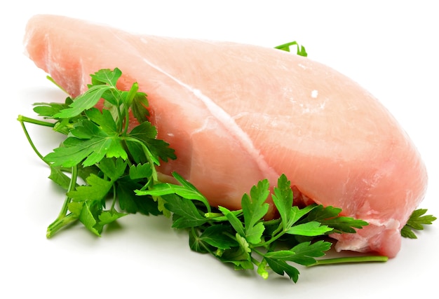 Chicken breast meat on white background