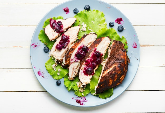 Chicken breast with blueberry sauce