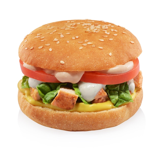 Chicken burger isolated on white background