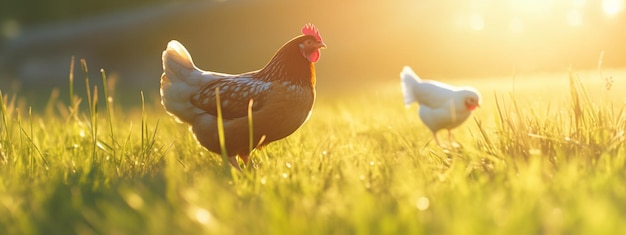 Chicken and chicken on the farm Generative AI