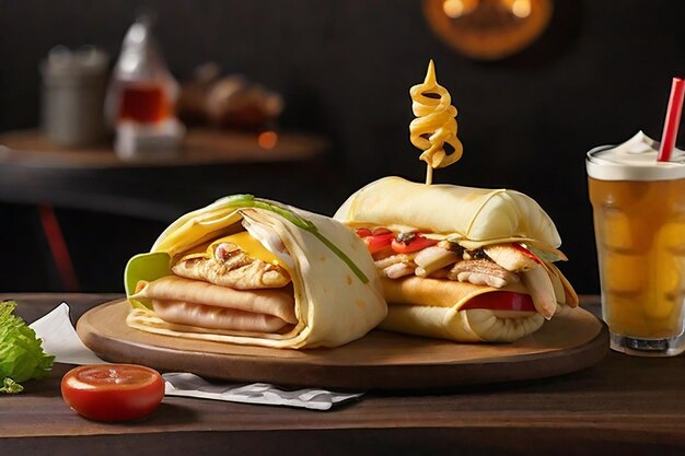 Photo chicken crepe hot dog and burger