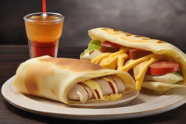 Photo chicken crepe hot dog and burger