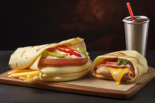 Photo chicken crepe hot dog and burger