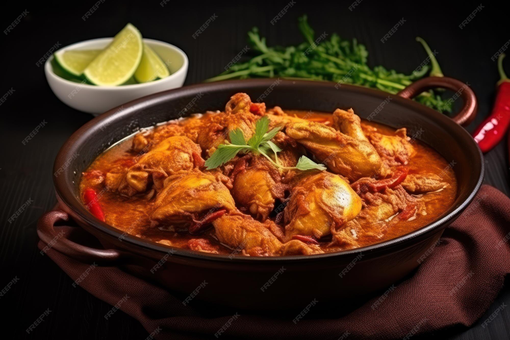 Chicken curry or masala kerala style chicken curry | Premium AI
