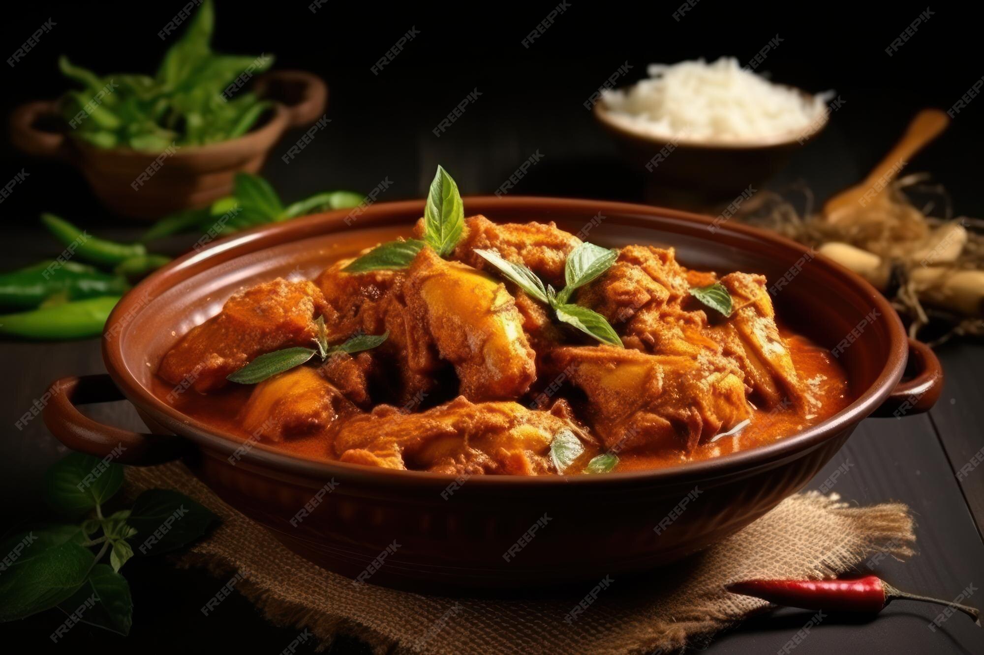Premium Photo | Chicken curry or masala kerala style chicken curry